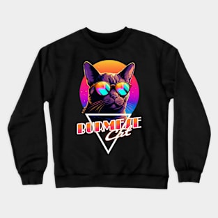 Retro Wave Burmese Cat Miami Shirt Crewneck Sweatshirt